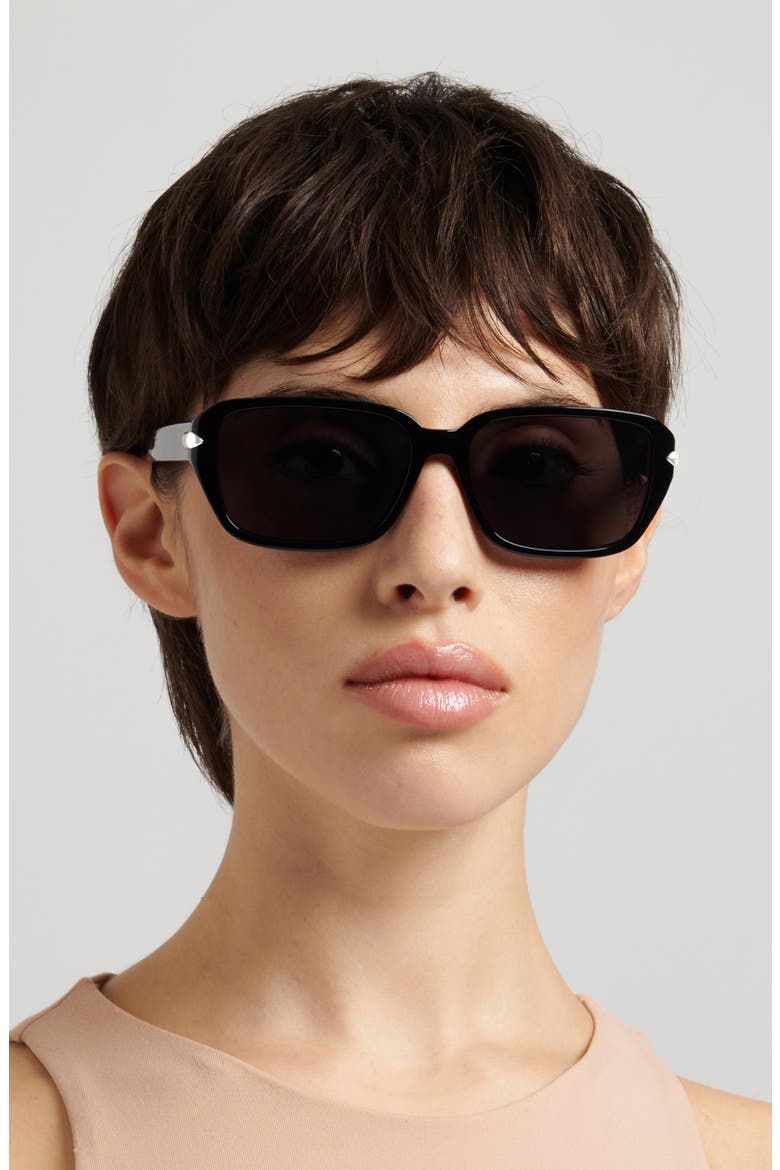58mm Rectangular Sunglasses, Alternate, color, BLACK/ GREY