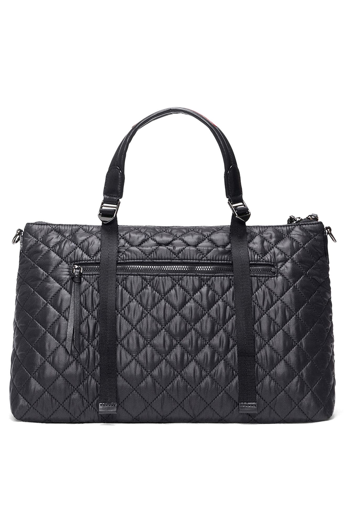 MZ Wallace Medium Park Quilted Nylon Satchel, Alternate, color, Black