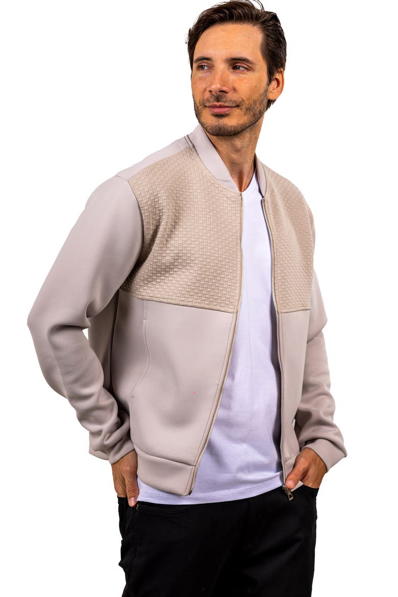 Ascension 047 Mixed Media Bomber Jacket, Alternate, color, BEIGE