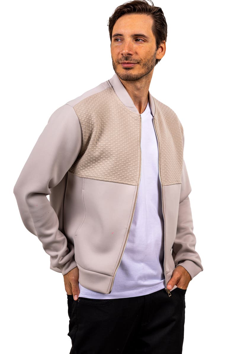 Maceoo Ascension 047 Mixed Media Bomber Jacket, Alternate, color, Beige