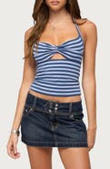 EDIKTED Twist Front Cutout Crop Halter Top