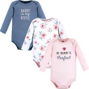 Hudson Baby Essential All-Cotton Long-Sleeve Bodysuit Triple Pack
