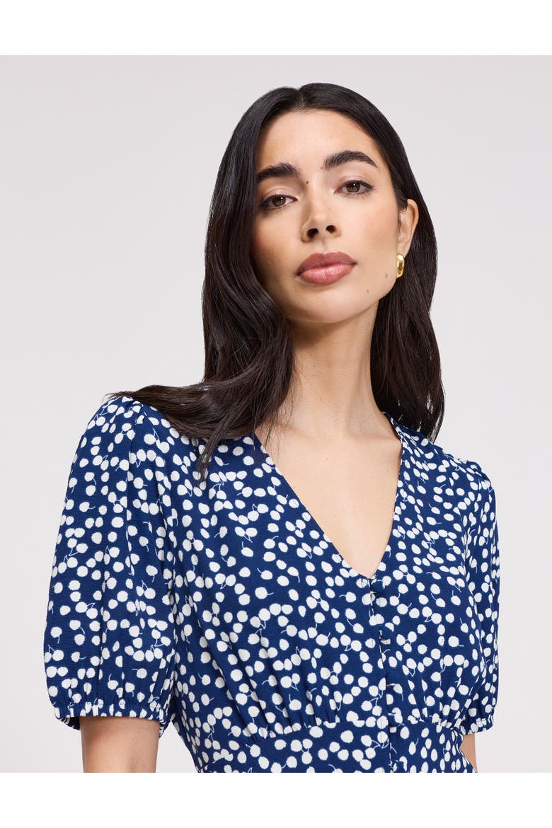 Ensley Button Through Short Dress, Alternate, color, Navy Cherry Spot