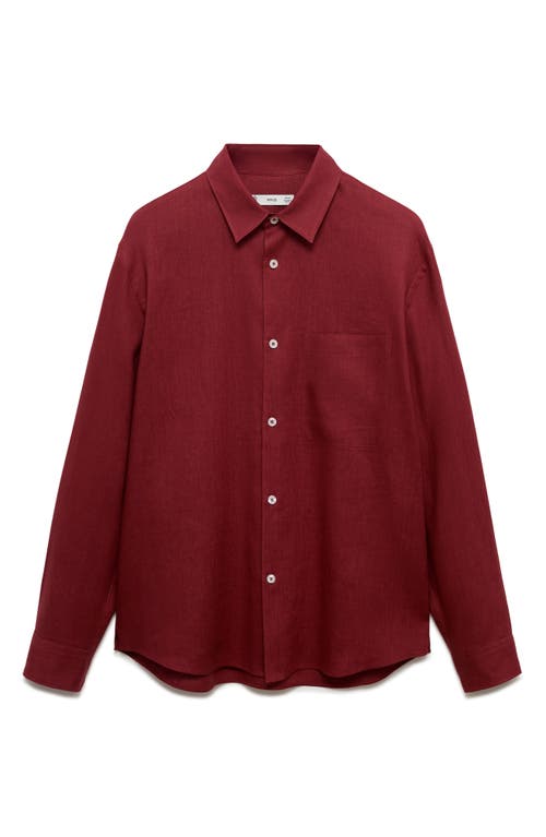 Mango Regular Fit Linen Button-up Shirt In Brown