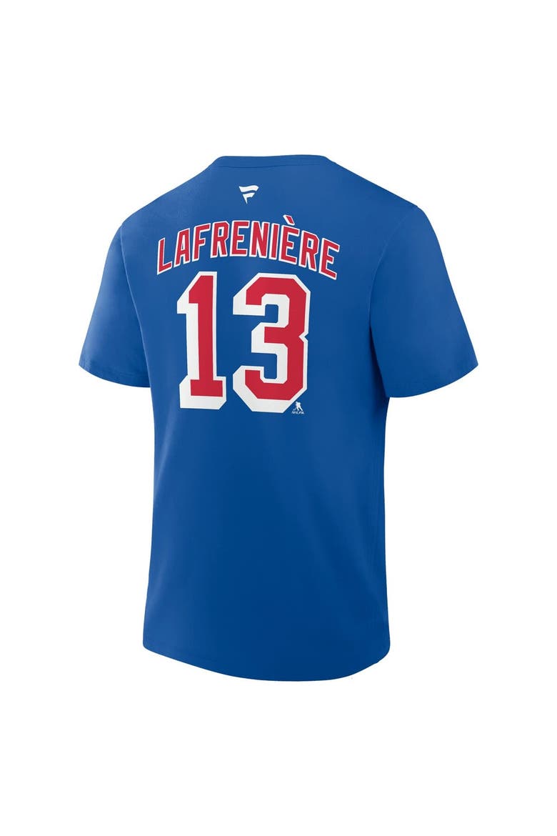 Men's Fanatics Alexis Lafreniere Blue New York Rangers Authentic Stack Name & Number T-Shirt, Alternate, color, Blue