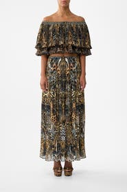 Camilla Off Shoulder Short Sleeve Pleated Top