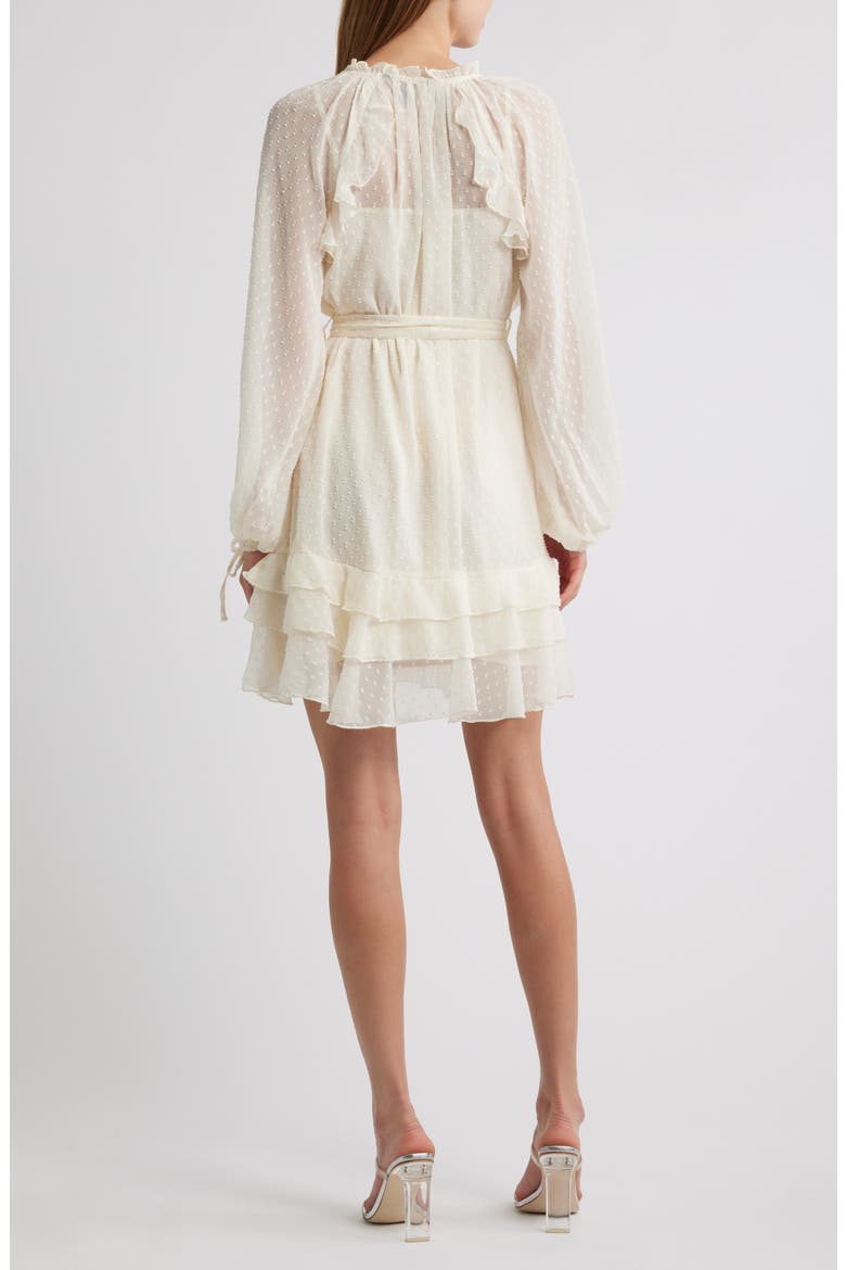 Dotty Ruffle Tie Waist Long Sleeve Dress, Alternate, color, NEUTRAL