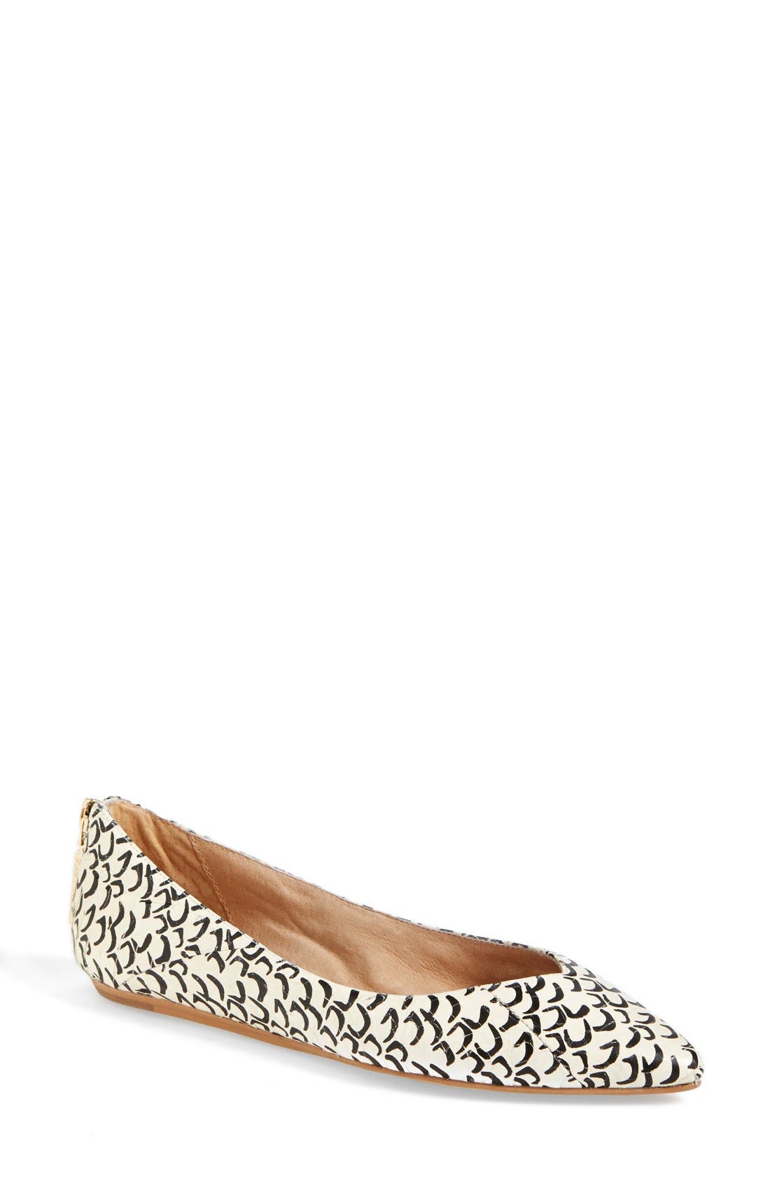 'Pavari' Pointy Toe Flat, Main, color, BLACK/ WHITE