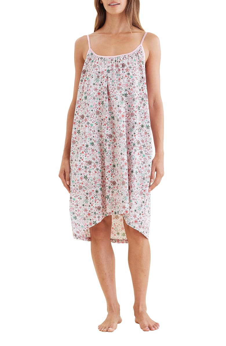 Papinelle Christmas Stars Cotton Sateen Nightgown, Main, color, 