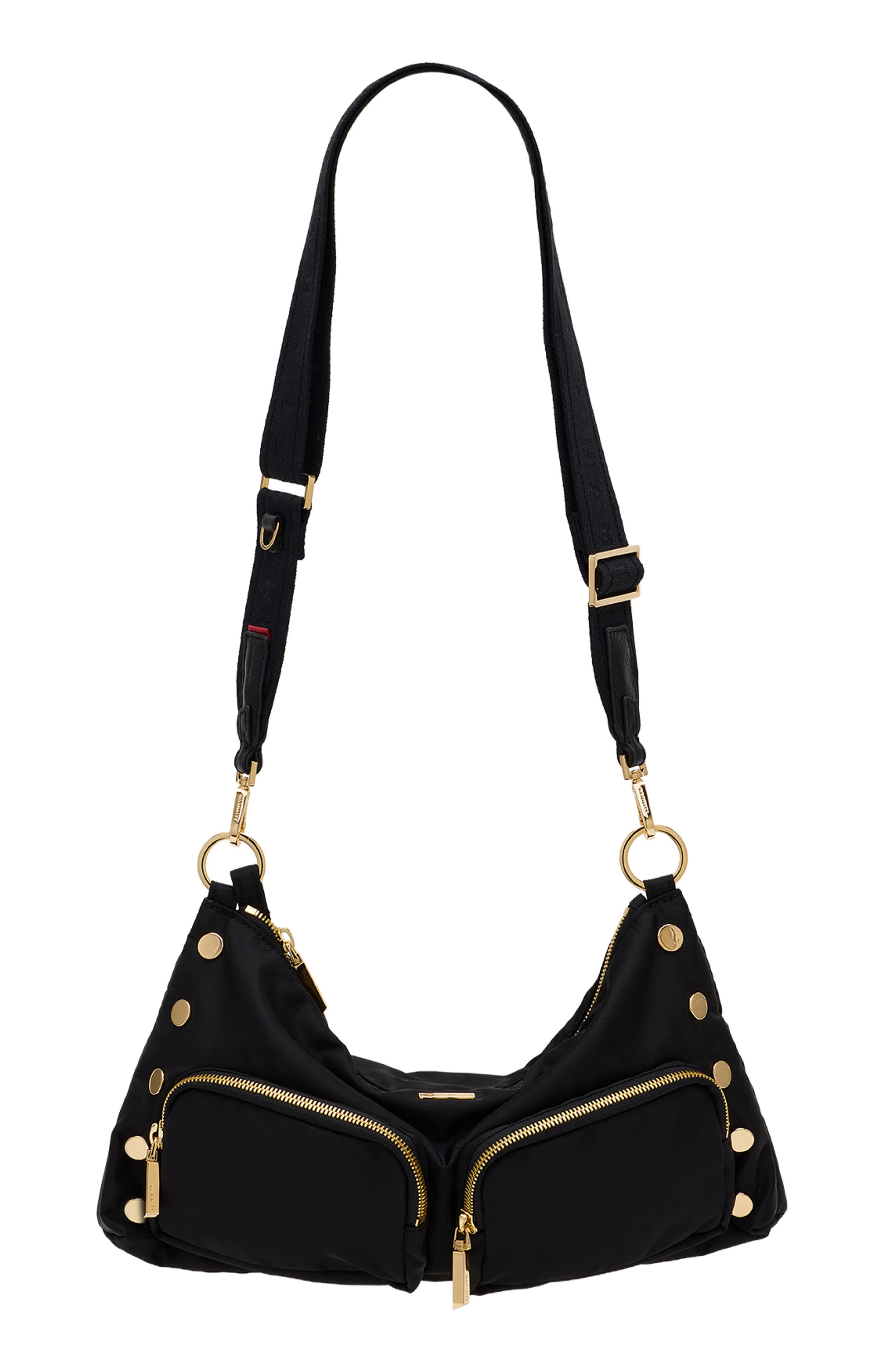 HAMMITT Kyle Medium Shoulder Bag, Alternate, color, Black Nylon Cargo/ Gold