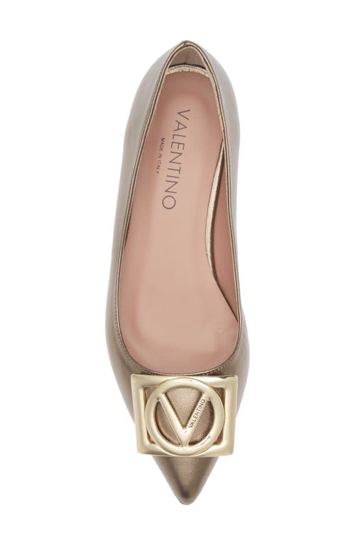 Valentino By Mario Valentino Flora Logo Buckle Pointed Toe Flat In Brown