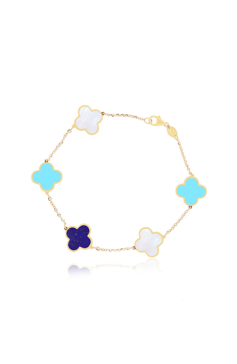 The Lovery Fine Jewelry Large Blue Mixed Clover Bracelet, Main, color, Blue Mixed
