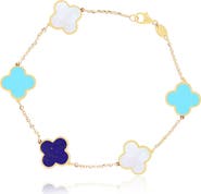 The Lovery Fine Jewelry Large Blue Mixed Clover Bracelet