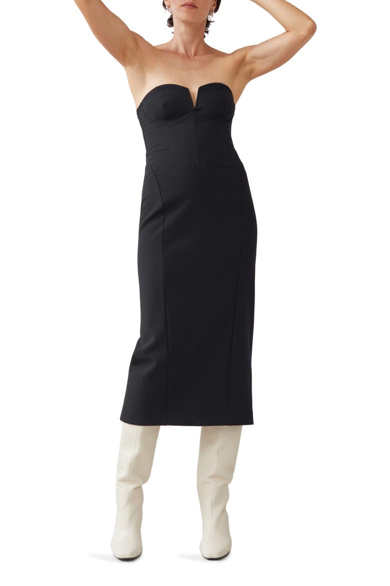 Strapless Corset Sheath Dress, Main, color, BLACK