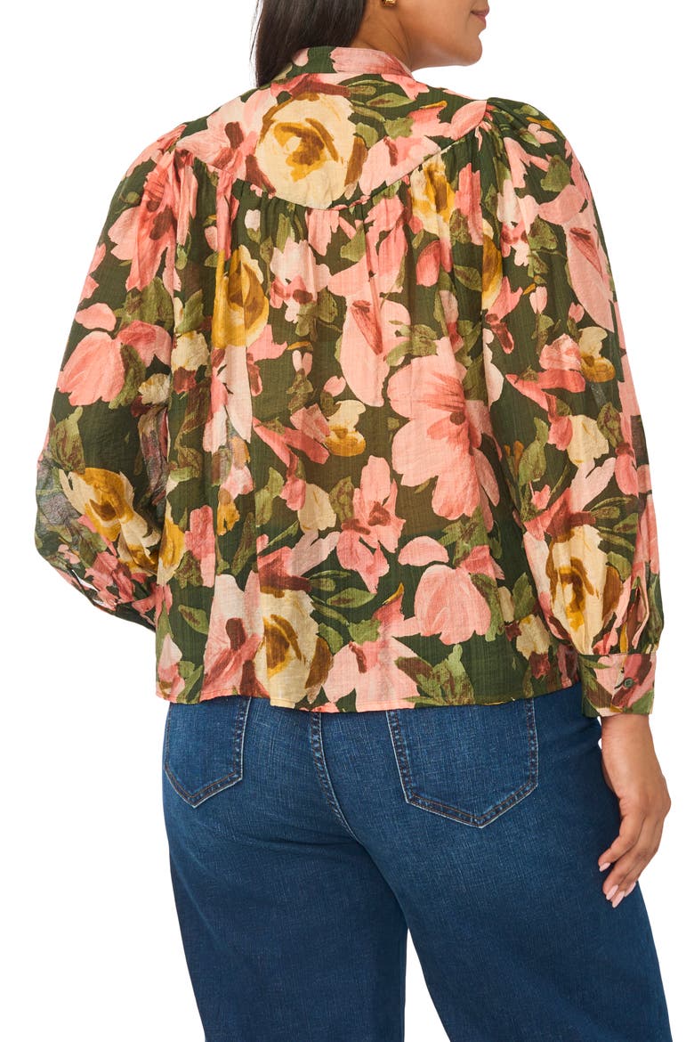 Floral Raglan Sleeve Top, Alternate, color, KOMBU GREEN