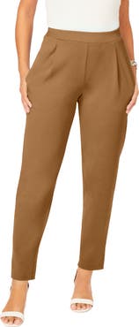 Jessica London Stretch Knit Crepe Straight Leg Pants