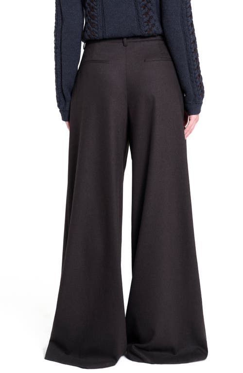 Twp Avery Stretch Wool Wide Leg Pants In Brown