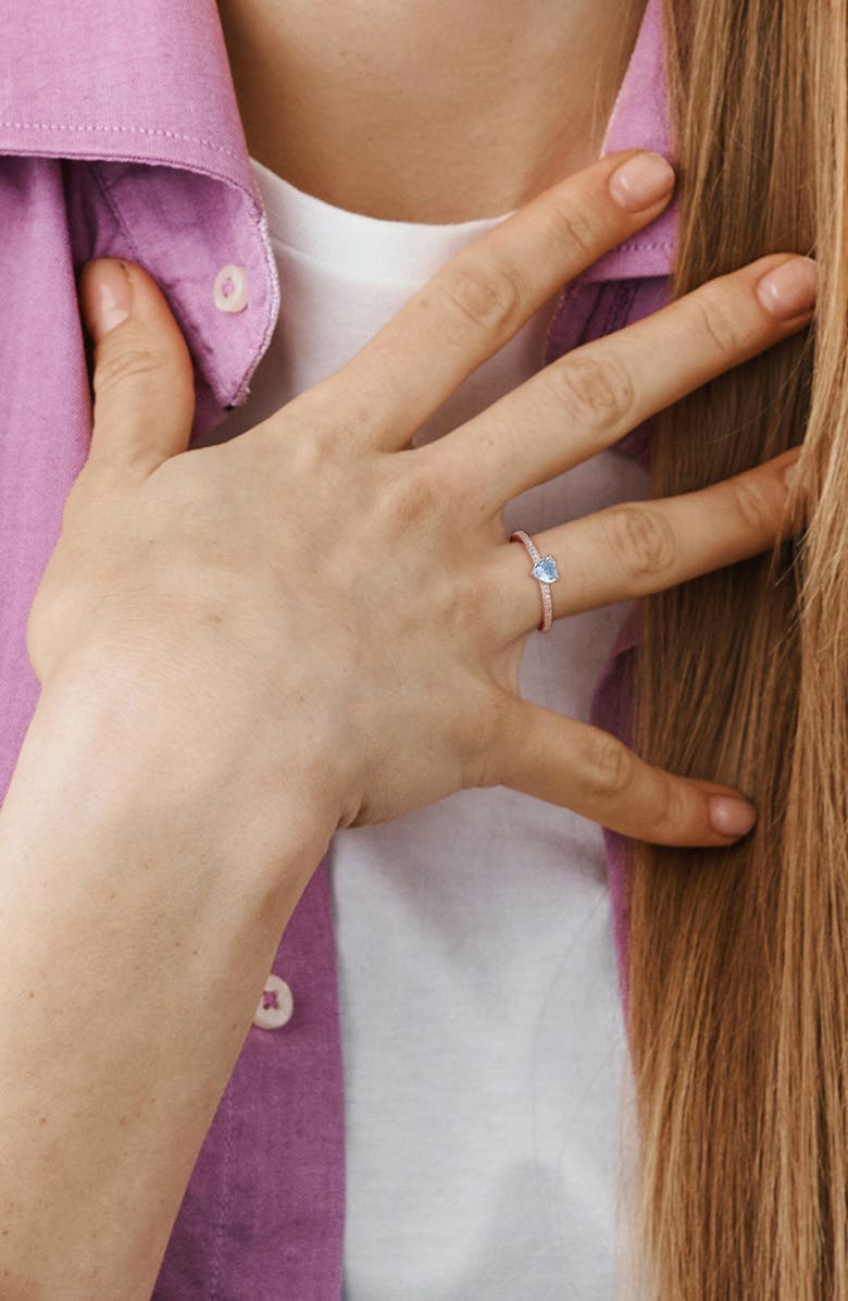 DELMAR Heart-Cut Blue Topaz & Diamond Ring, Alternate, color, Blue