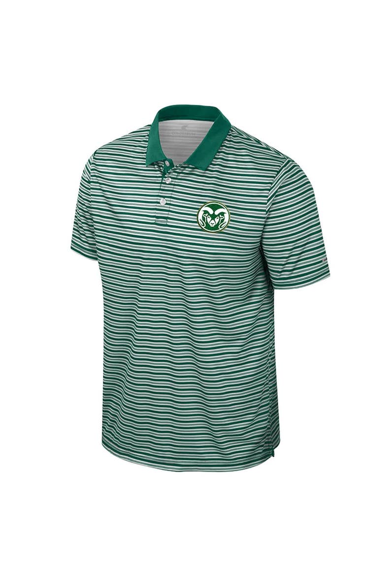 Men's Colosseum Green Colorado State Rams Striped Polo, Alternate, color, Green