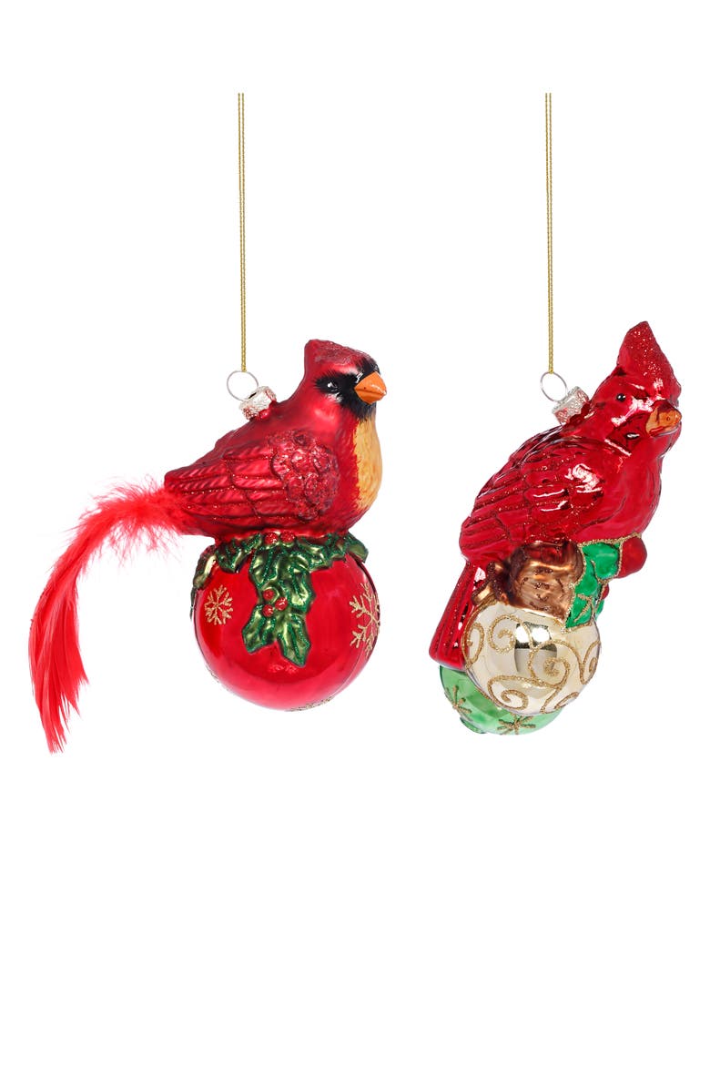 Cardinal on Ball Ornament, Set of 6, Main, color, Red