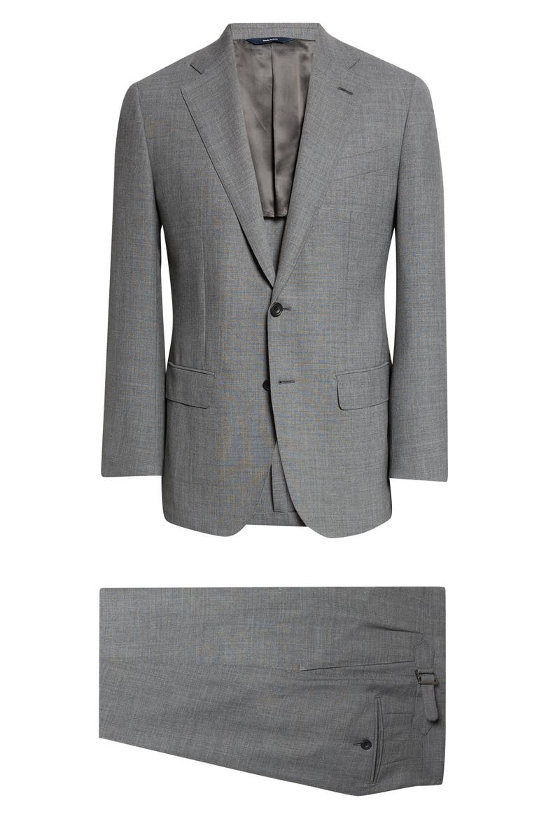 Fresco Tailored Wool Suit, Alternate, color, GREY