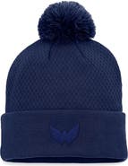 FANATICS Women's Fanatics Branded Navy Washington Capitals Authentic Pro Road Cuffed Knit Hat with Pom