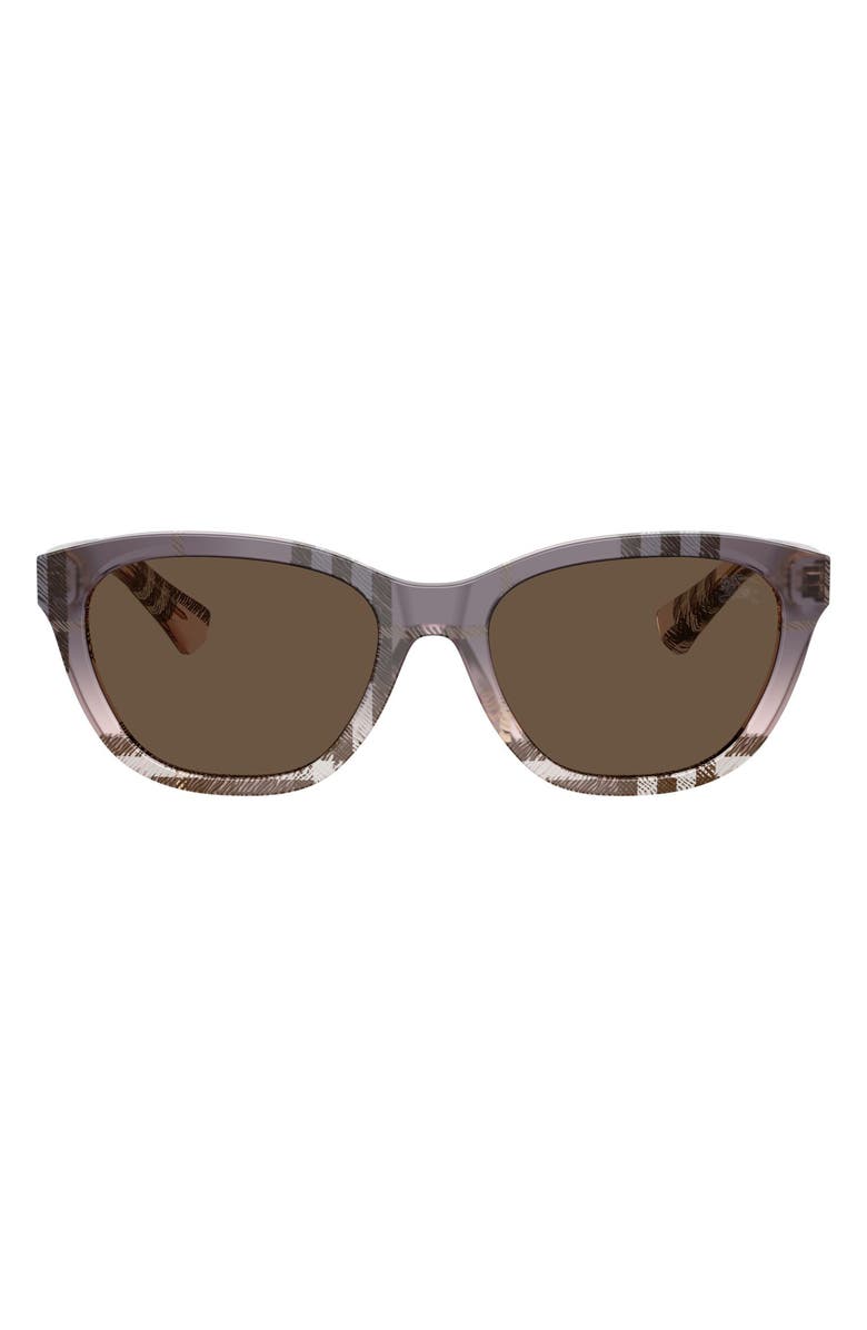 Burberry 54mm Rectangular Sunglasses, Main, color, Check Gradient Rose / Brown