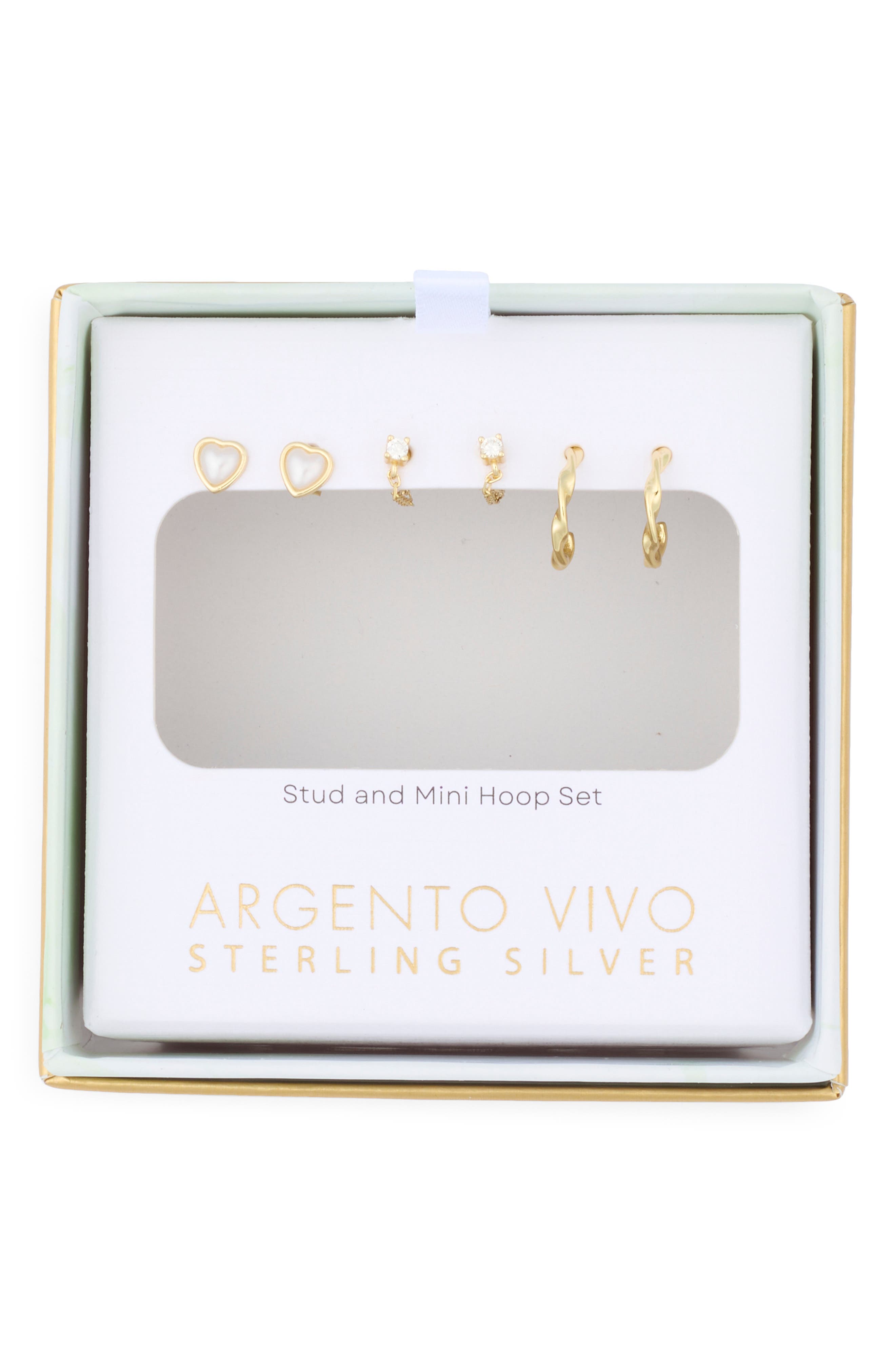 ARGENTO VIVO Set of 3 Stud & Huggie Hoop Earrings