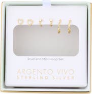 ARGENTO VIVO Set of 3 Stud & Huggie Hoop Earrings