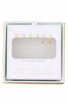 ARGENTO VIVO Set of 3 Stud & Huggie Hoop Earrings