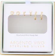 ARGENTO VIVO Set of 3 Stud & Huggie Hoop Earrings