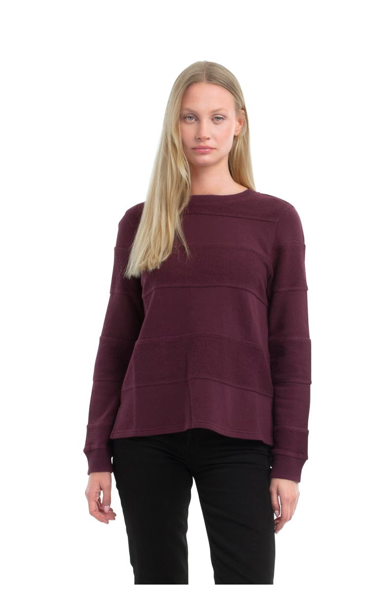 WILT Clothing Striped Sweatshirt, Main, color, Dark Fig
