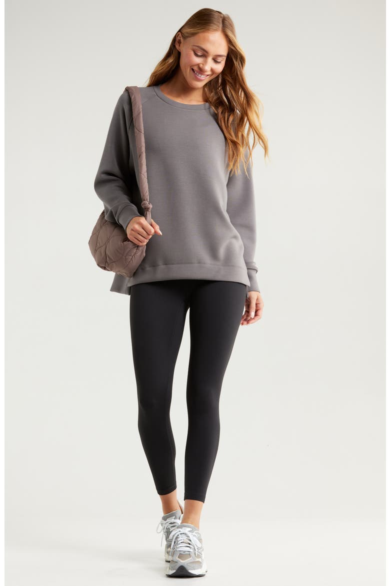 Soft Scuba Knit Oversize Crewneck Sweatshirt, Alternate, color, GREY KITTEN