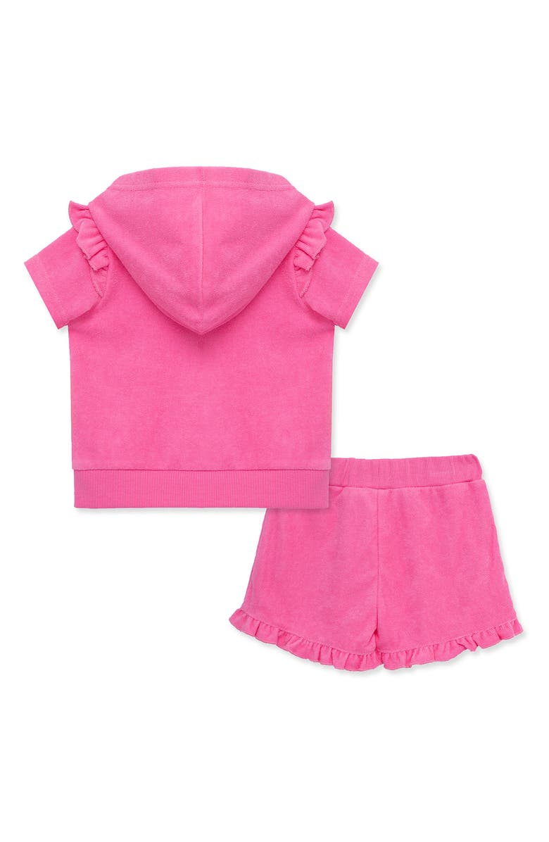 Little Me Zip-Up Hoodie Top & Shorts Cover-Up Set, Alternate, color, Pink