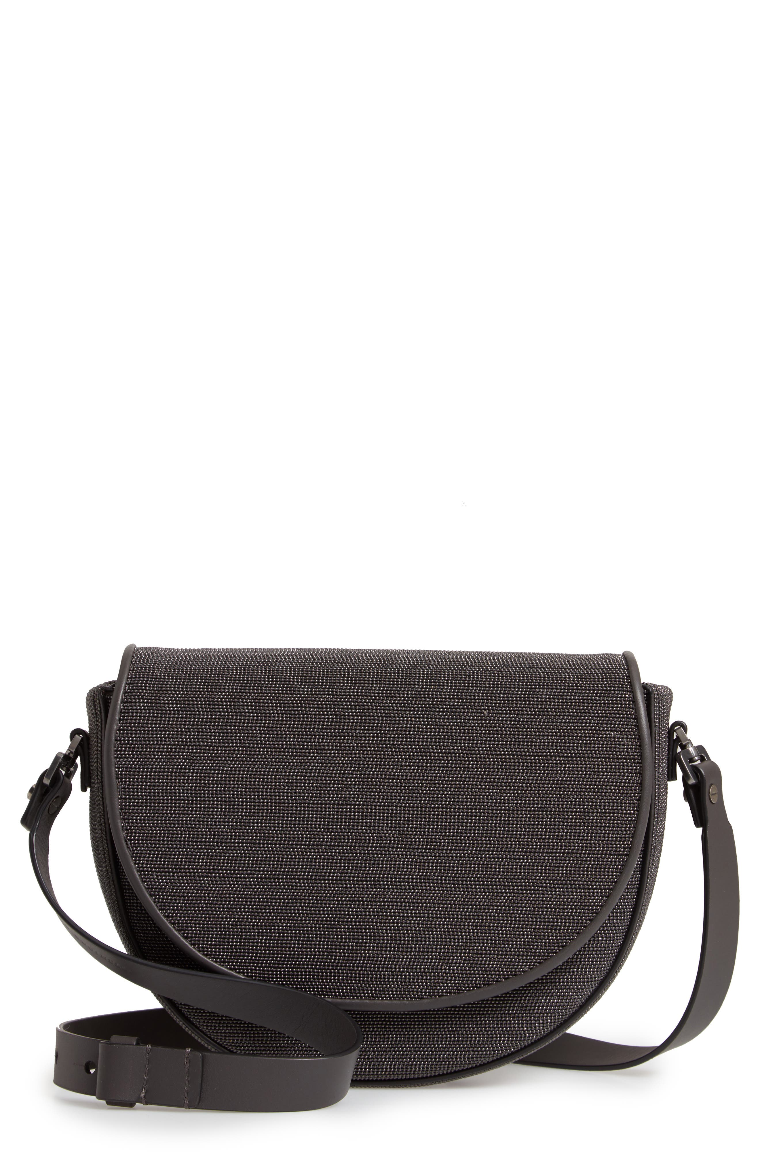 Brunello Cucinelli Monili Beaded Leather Shoulder Bag, Main, color, 