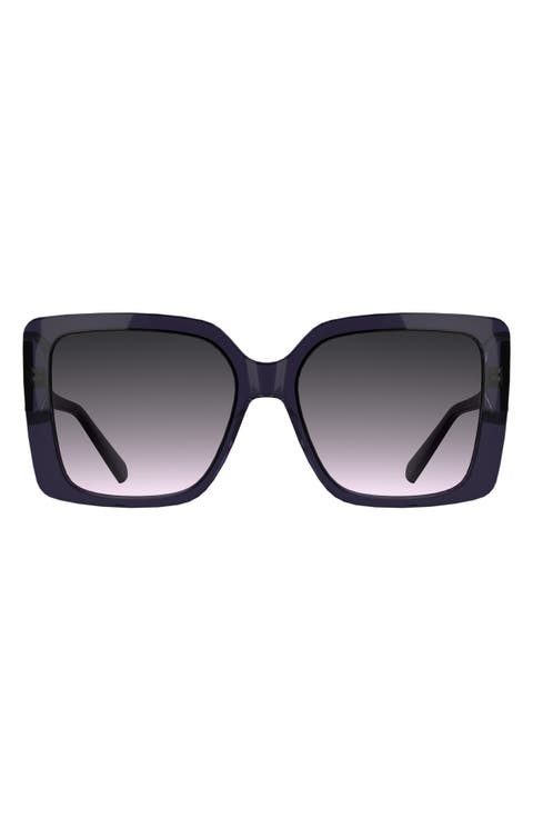 Amber Filigree 56mm Gradient Rectangular Sunglasses