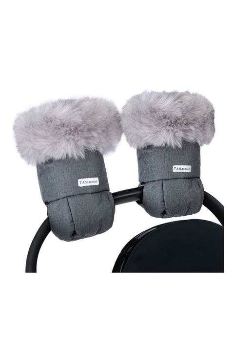Tundra Faux Fur Trim Water Repellent Hand Warmer Stroller Muffs