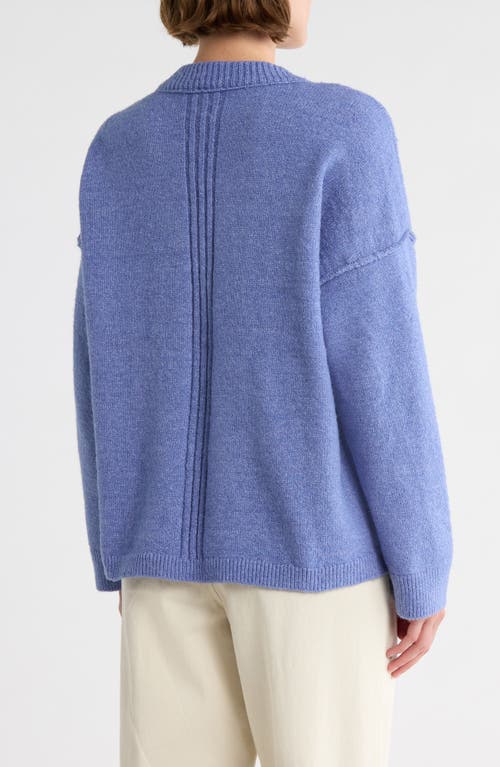 Melrose And Market Rib Trim V-neck Sweater In Blue