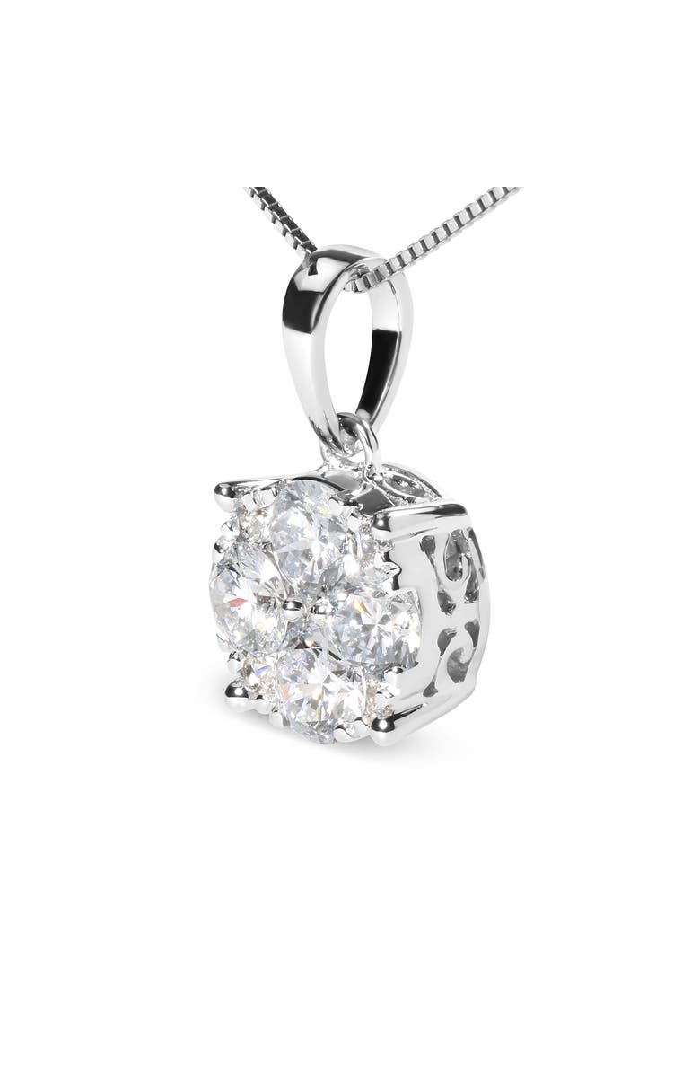 Haus of Brilliance 14k White 1.00 Cttw Lab Grown Diamond Cluster Pendant Necklace, Alternate, color, White