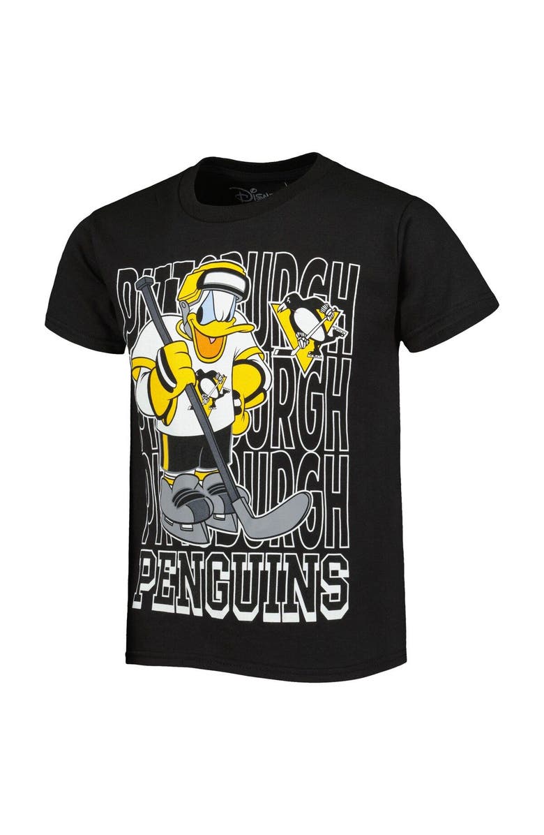 Outerstuff Youth Black Pittsburgh Penguins Disney Donald Duck Three-Peat T-Shirt, Alternate, color,