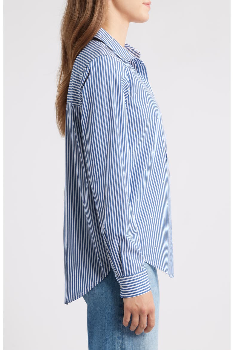 Lynden Embellished Stripe Cotton Blend Button-Up Shirt, Alternate, color, STARRY NIGHTFALL