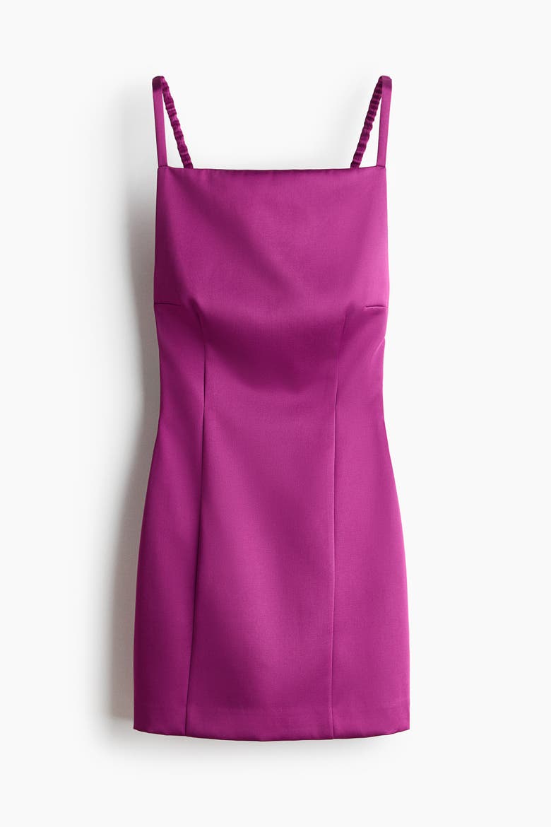 Low-Back Satin Dress, Alternate, color, Bright purple