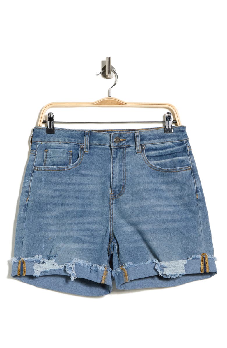 Vigoss Rolled Cuff High Waist Denim Shorts, Main, color, Light Wash