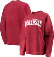 PRESSBOX Women's Pressbox Cardinal Arkansas Razorbacks Comfy Cord Vintage Wash Basic Arch Pullover Sweatshirt