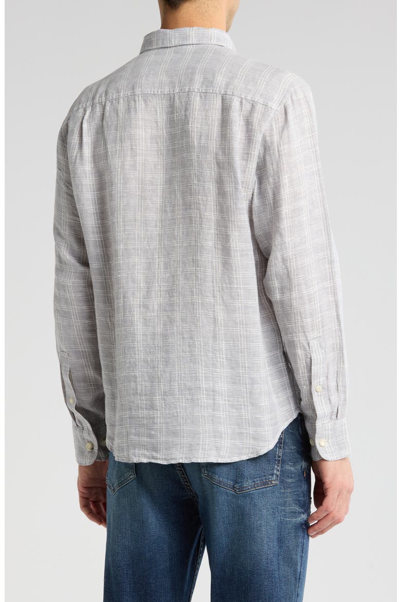 Ventana Plaid Linen Button-Up Shirt, Alternate, color, ULTIMATE GRAY