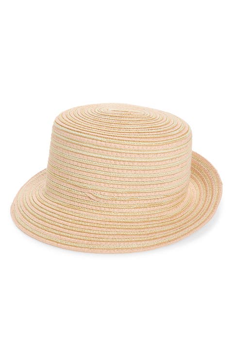 Two Tone Stripe Paper Woven Bucket Hat
