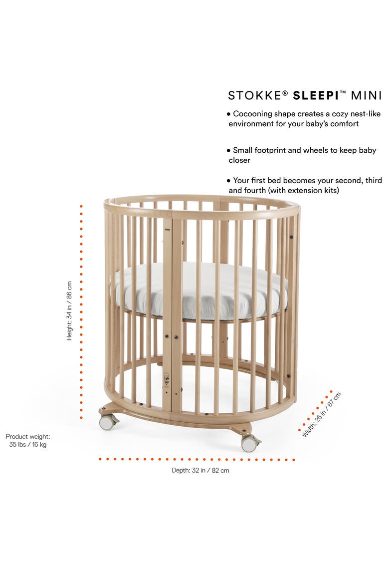 Sleepi Mini Crib, Drape Rod & Mattress Bundle, Alternate, color, HAZY GREY