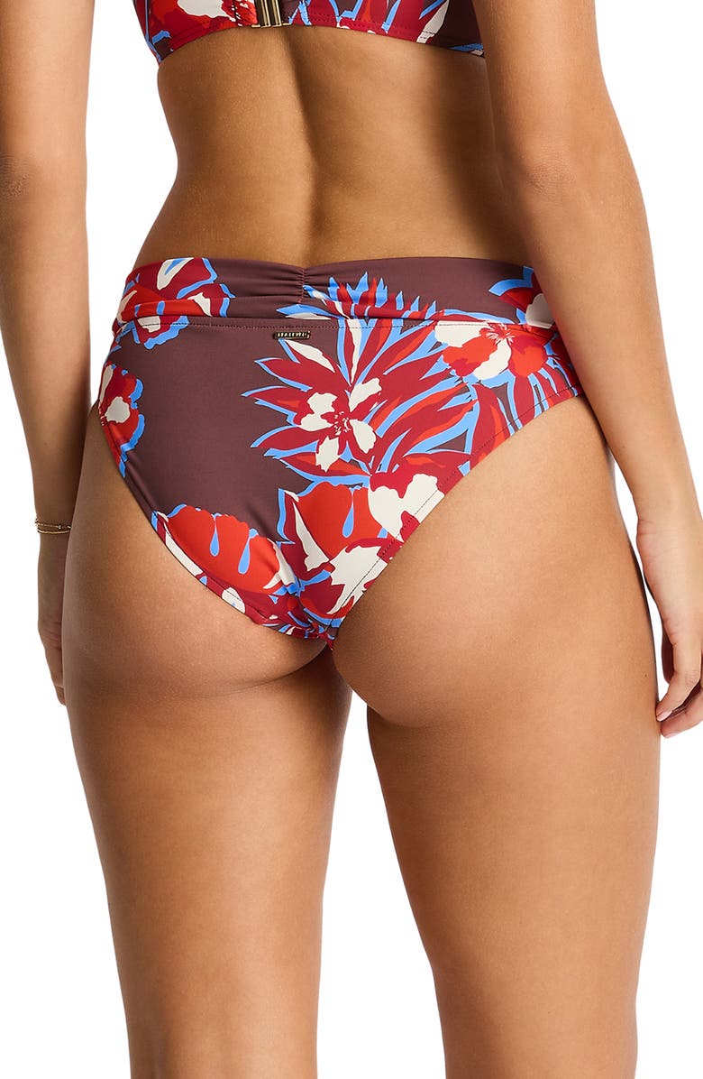Sea Level V-Front Mid Rise Bikini Bottoms, Alternate, color, Chocolate