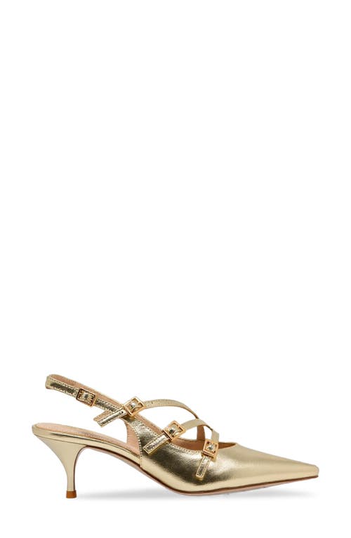 Chase & Chloe Chase And Chloe Multibuckle Slingback Pump In Gold