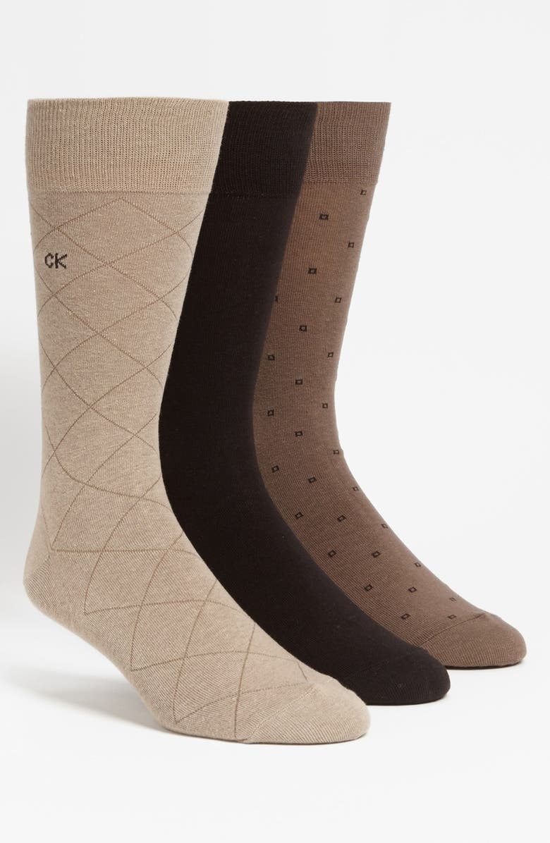 Calvin Klein 3-Pack Patterned Dress Socks, Main, color, 